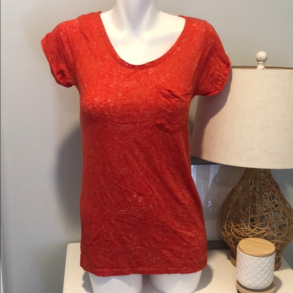 New Medium Zara Orange Burnout T-shirt